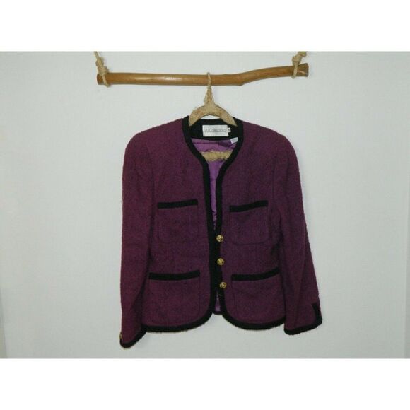 JH Collectibles Vintage Blazer Purple Black Gold Buttons Size 12 - Picture 7 of 10